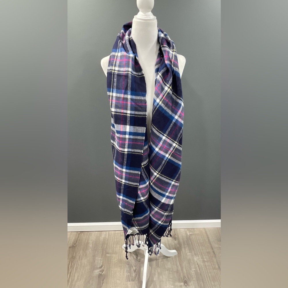 New Large Gap Scarf Plaid Blue Scarf J19